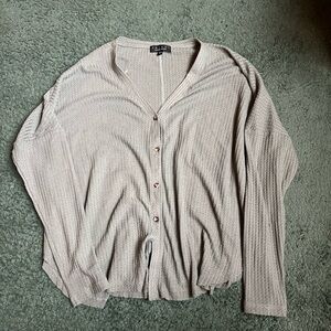 Trixxi Green Waffle Knit Top